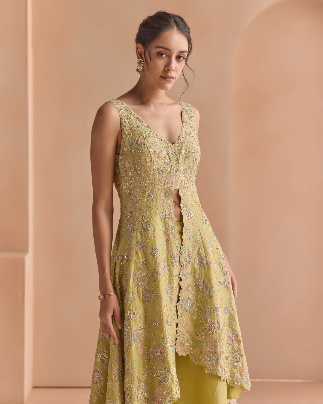 Osaa By Adarsh - Citrus Yellow Embroidered Sharara Set From Off The Record