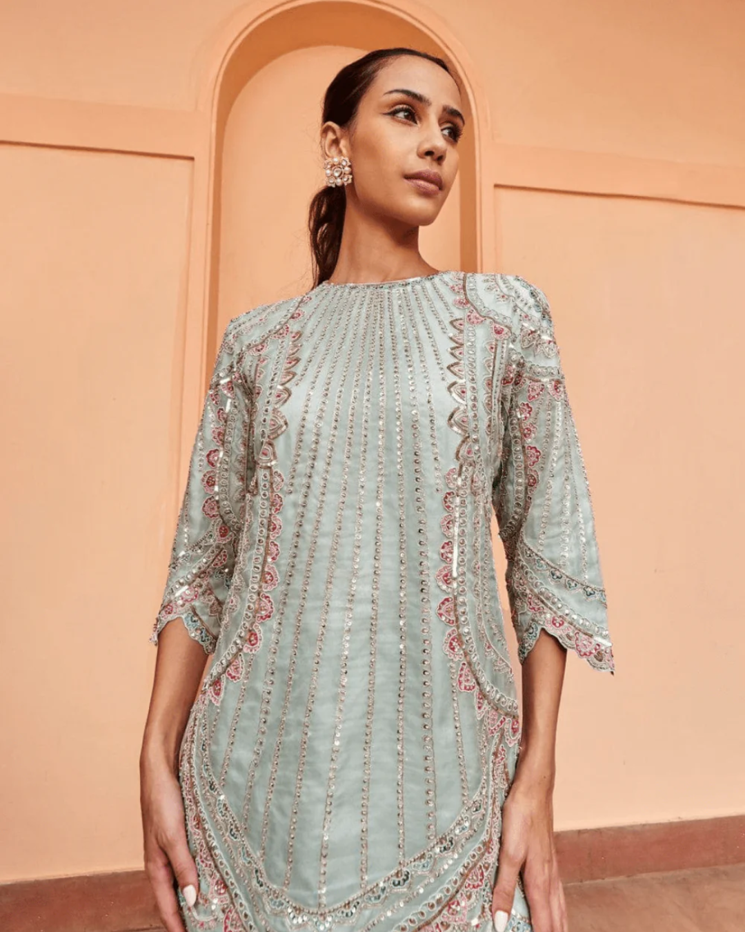 Osaa By Adarsh - Pastel Blue Embroidered Sharara From Rasm