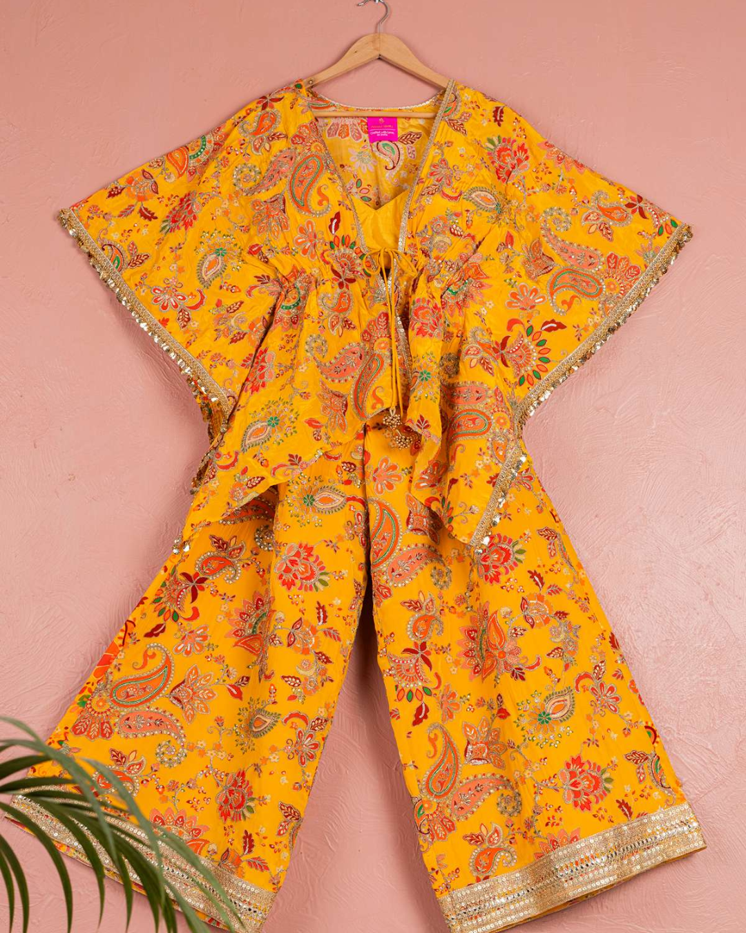 Anisha Shetty - Yellow Bloom Printed Cape  Set