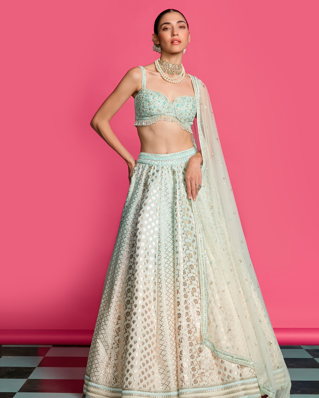 Priyanka Jain - Blue Mirage Ombre Dyed Lehenga Set From Riyasat