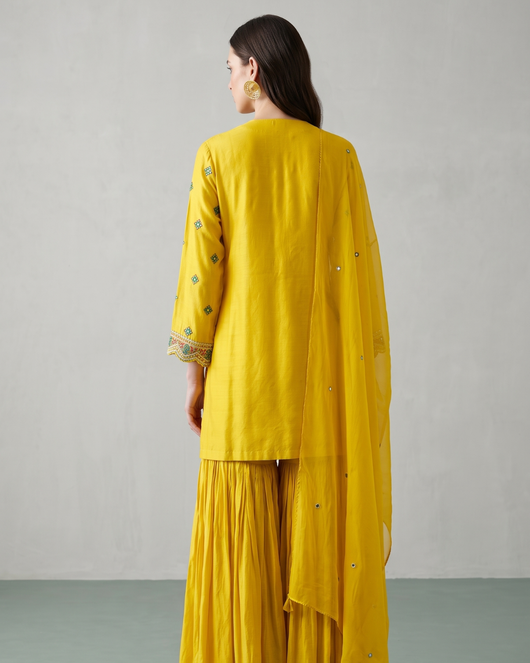 Basanti Kapde Aur Koffee - Yellow Embroidered Sharara Set From Suits & Shararas