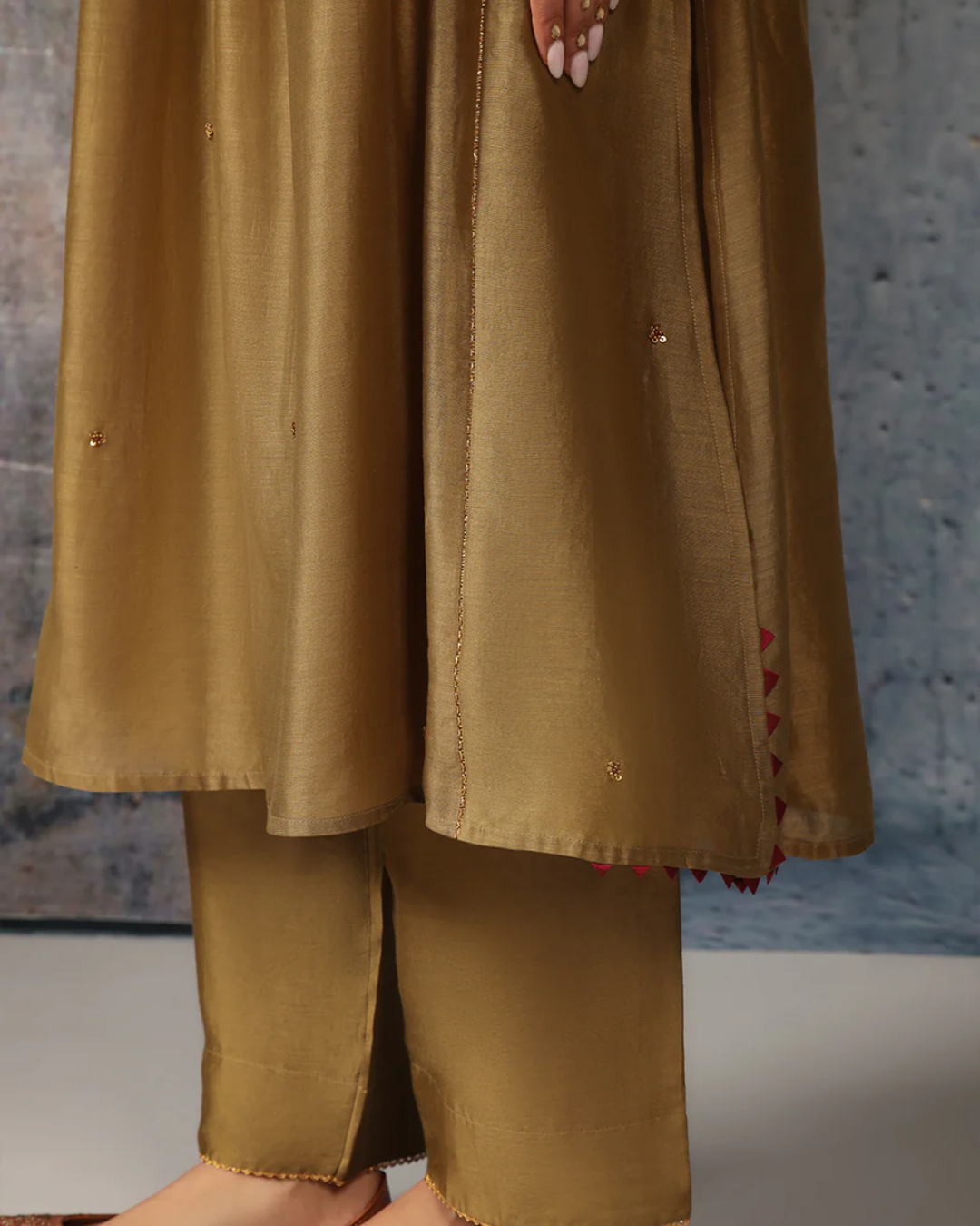 Niti Bothra - Mehrang Olive Green Frockstyle Kurta Set