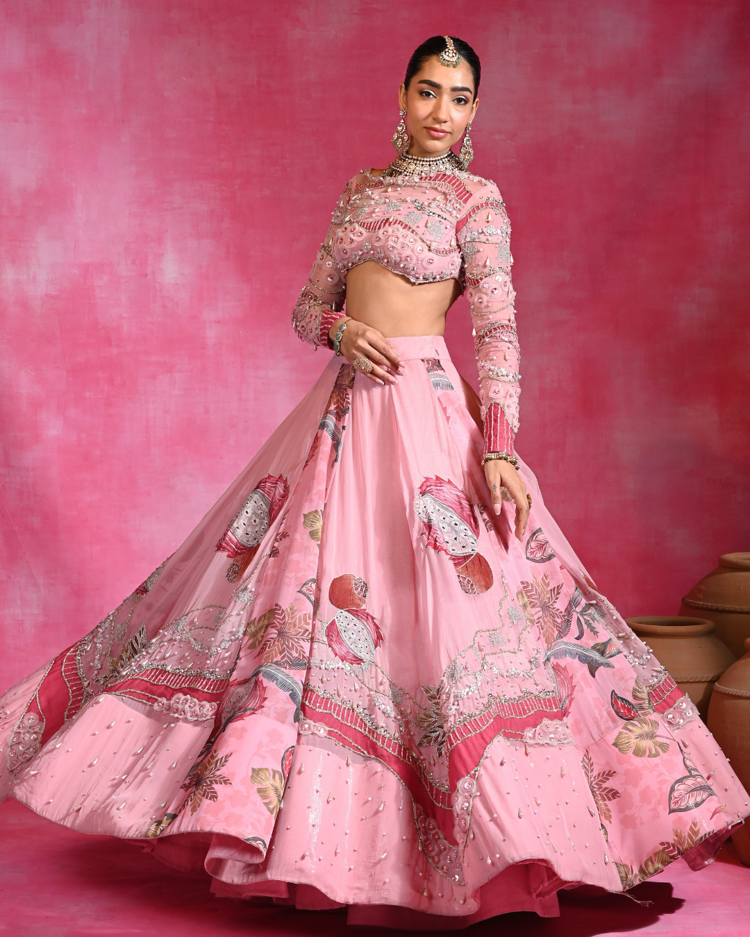 Rishi and Vibhuti - Gulabi Maharani Lehenga From Ek Main Aur Ek Tu