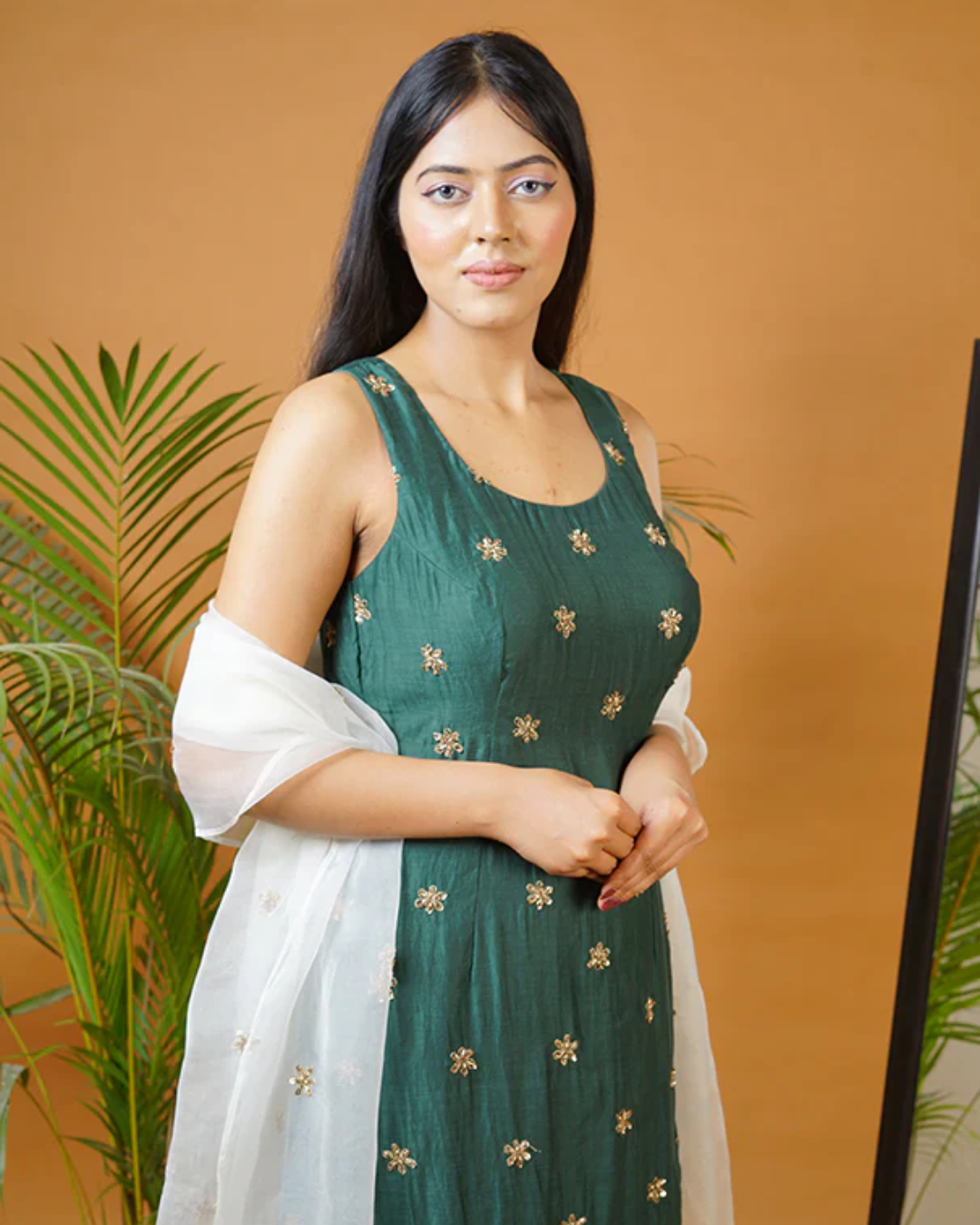 Sonali Bansal - Green kurti with mustard garara and off white dupatta From Fiza