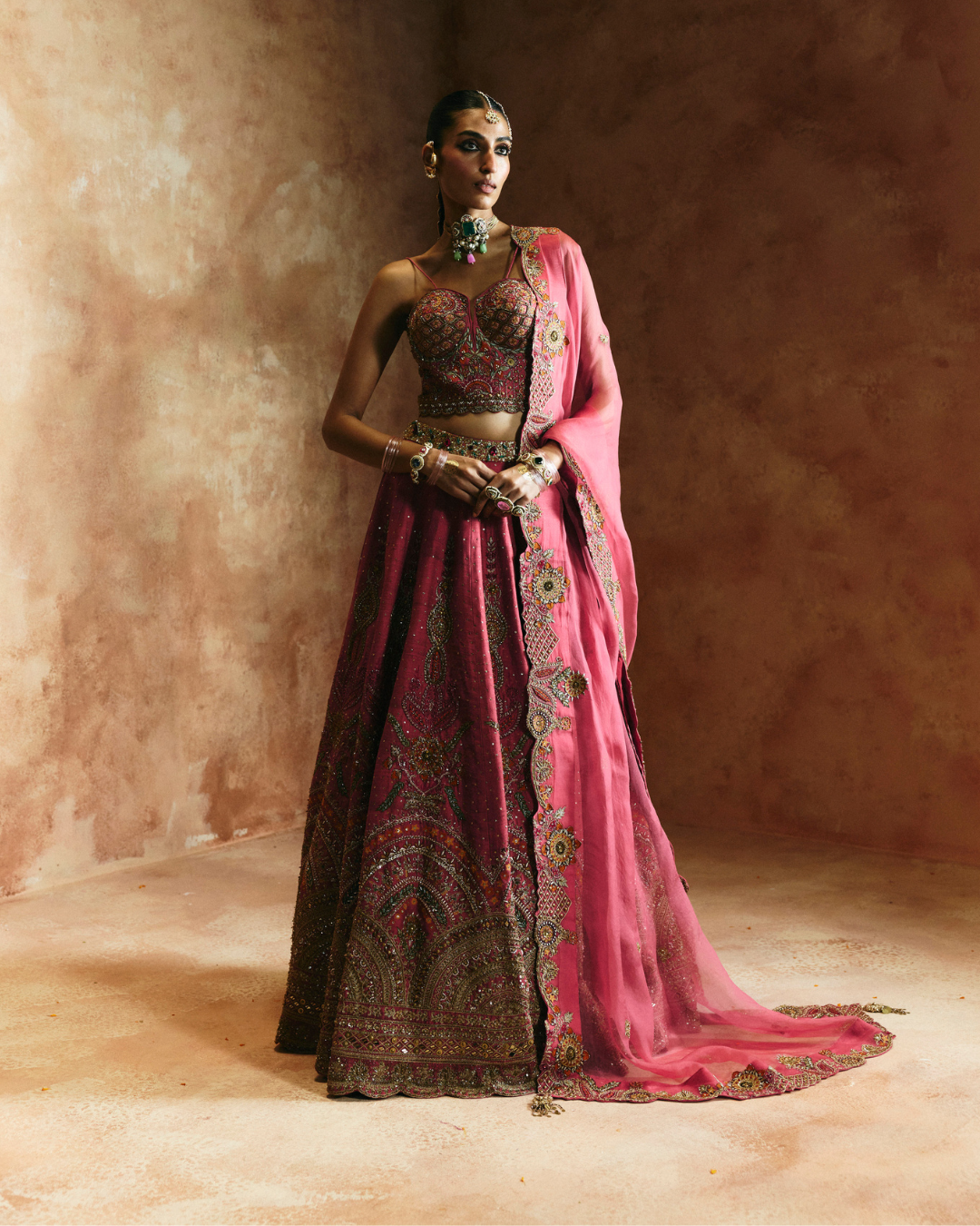 Aman Takyar - Carrot Lehenga Set From Today's Sindh