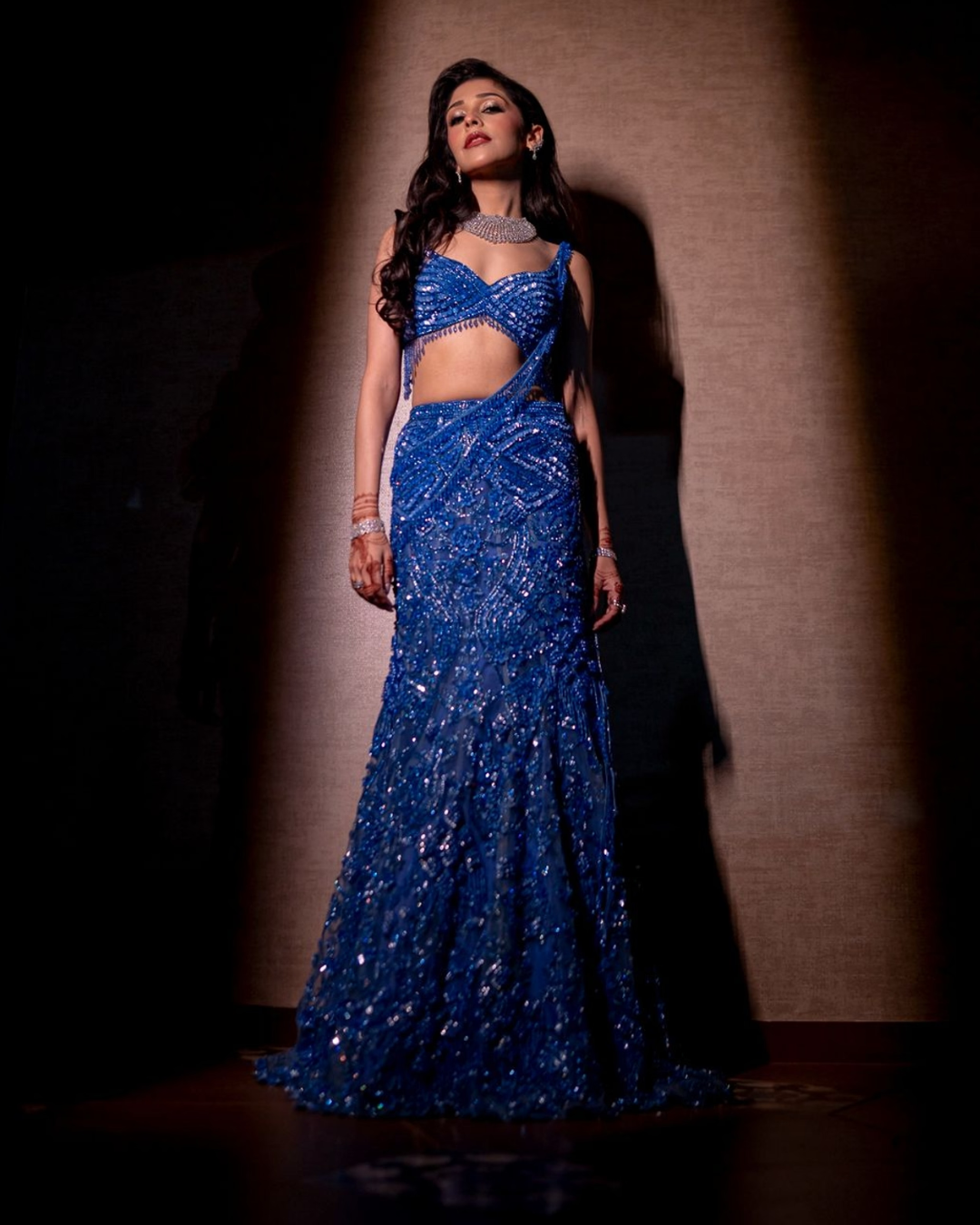 Isa by Dolly Wahal - Sapphire Blue Fishcut Lehenga From Ittara