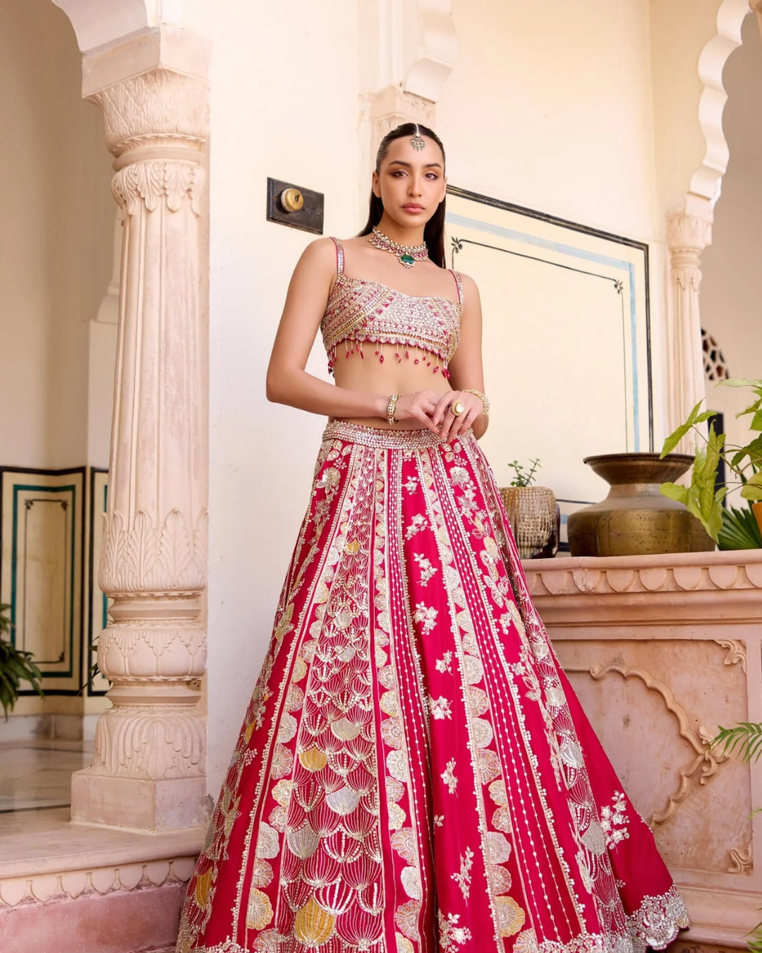 Osaa By Adarsh - Cut Ruby Mulberry Silk Lehenga Set From SAFAR