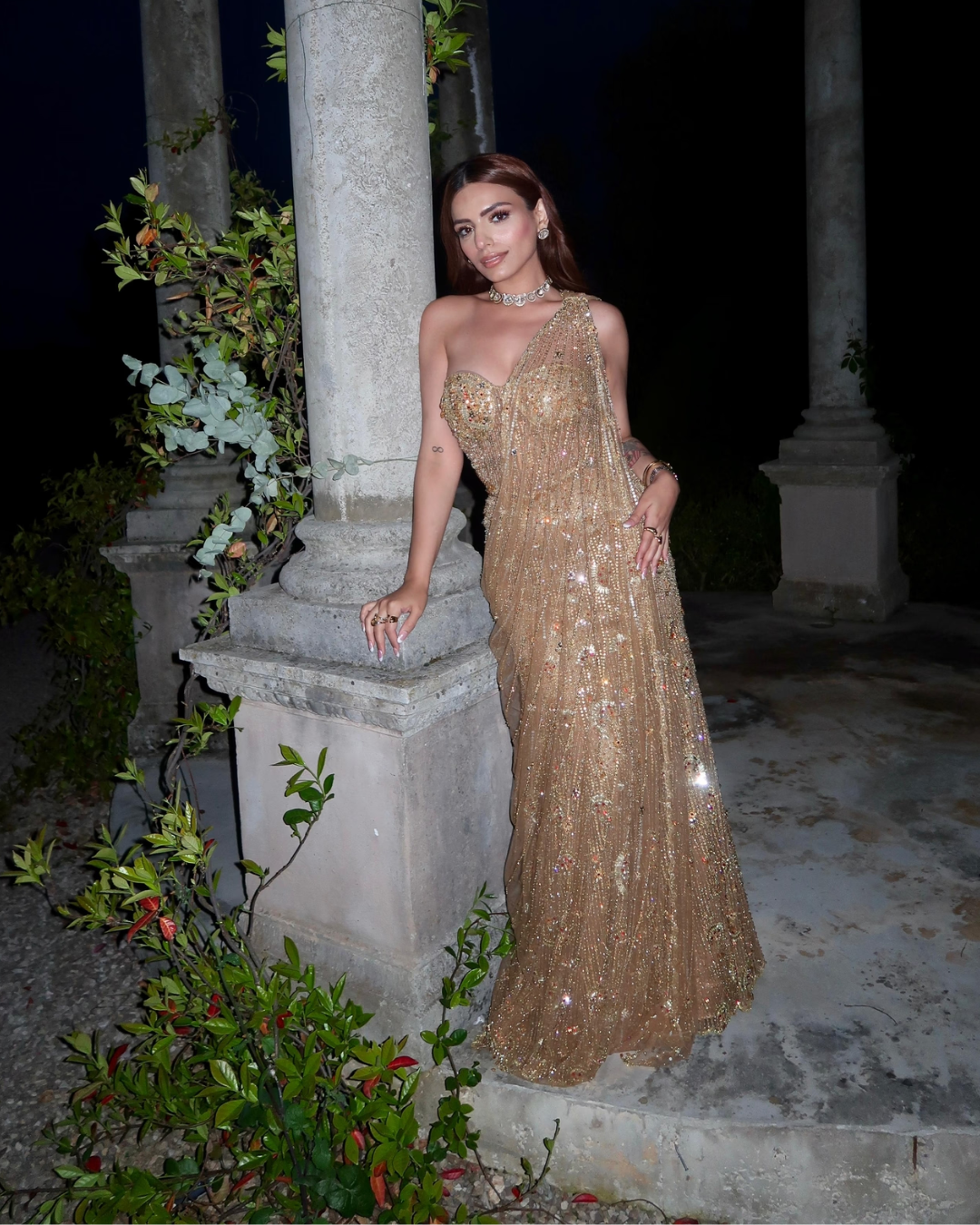 Isa by Dolly Wahal - Gold Corset Saree From Fiza