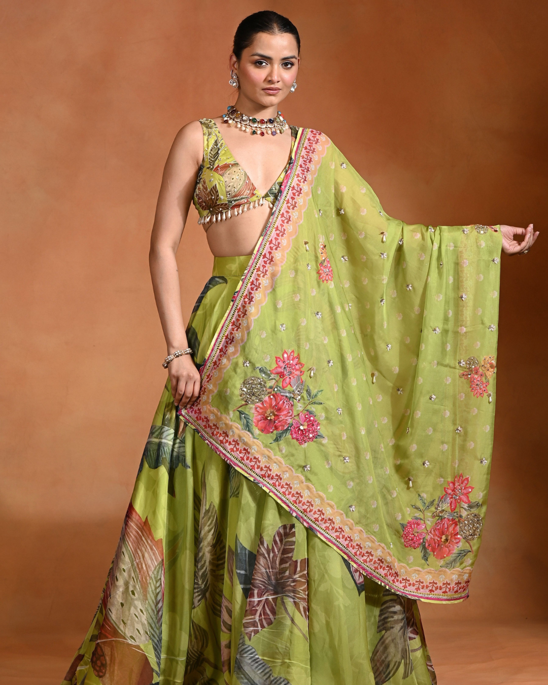 Rishi and Vibhuti - Kiwi Lehenga From Ek Main Aur Ek Tu