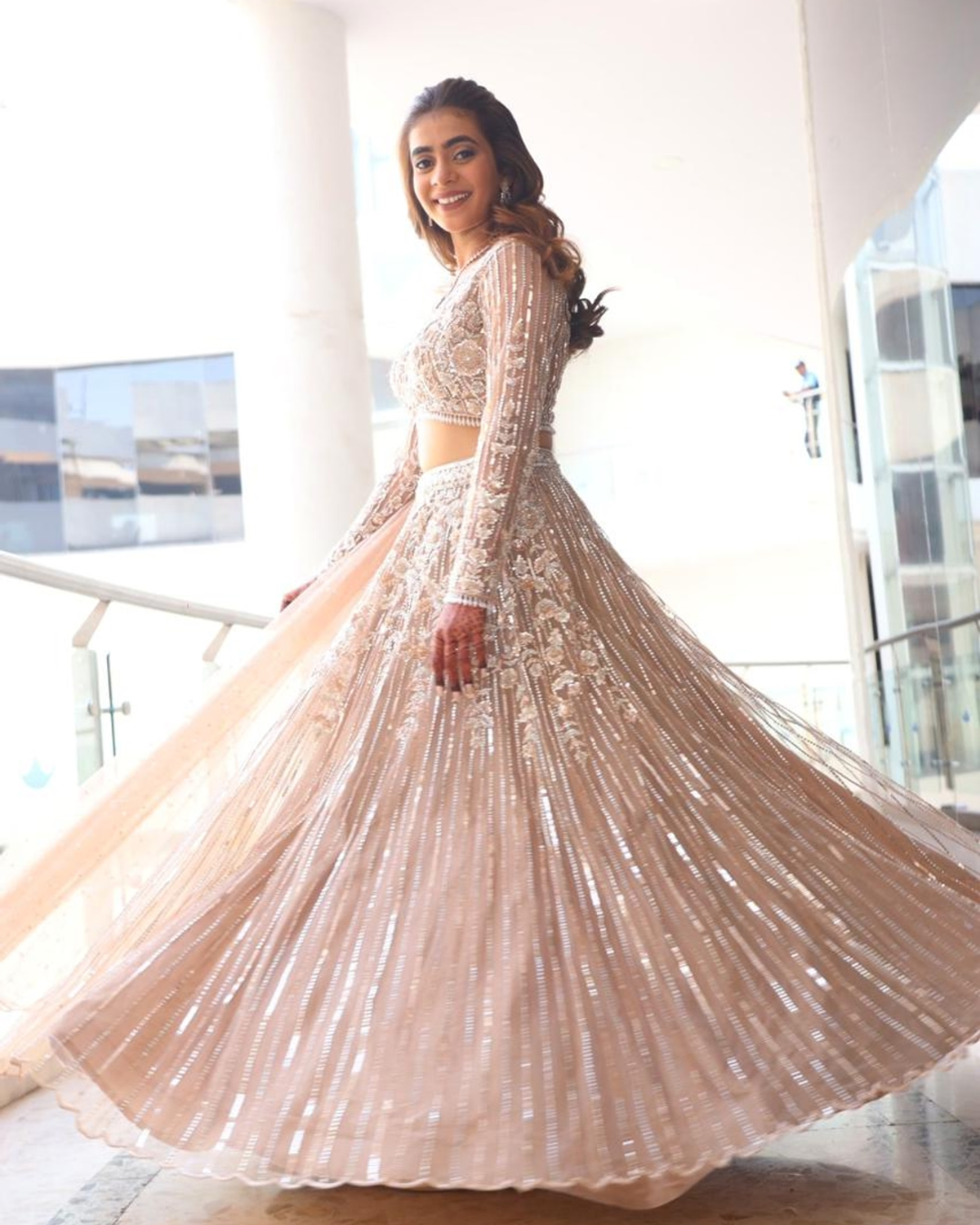 Isa by Dolly Wahal - Nude Gold Lehenga From Athena
