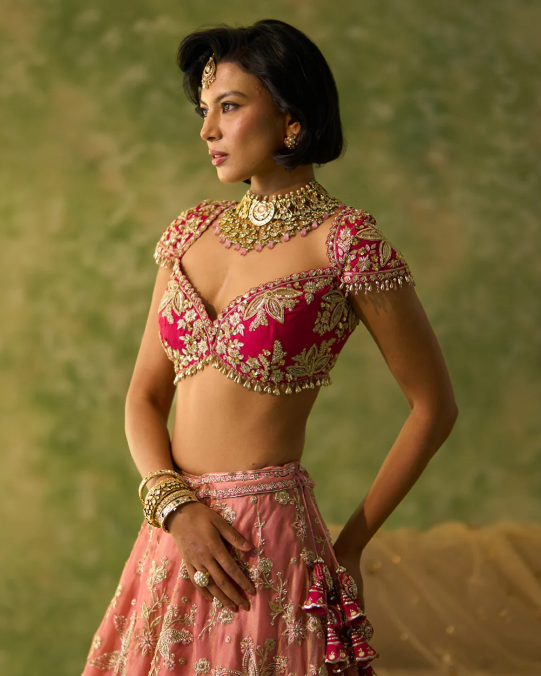 Prevasu - Pink Tissue Bridal Lehenga Set From Silsila