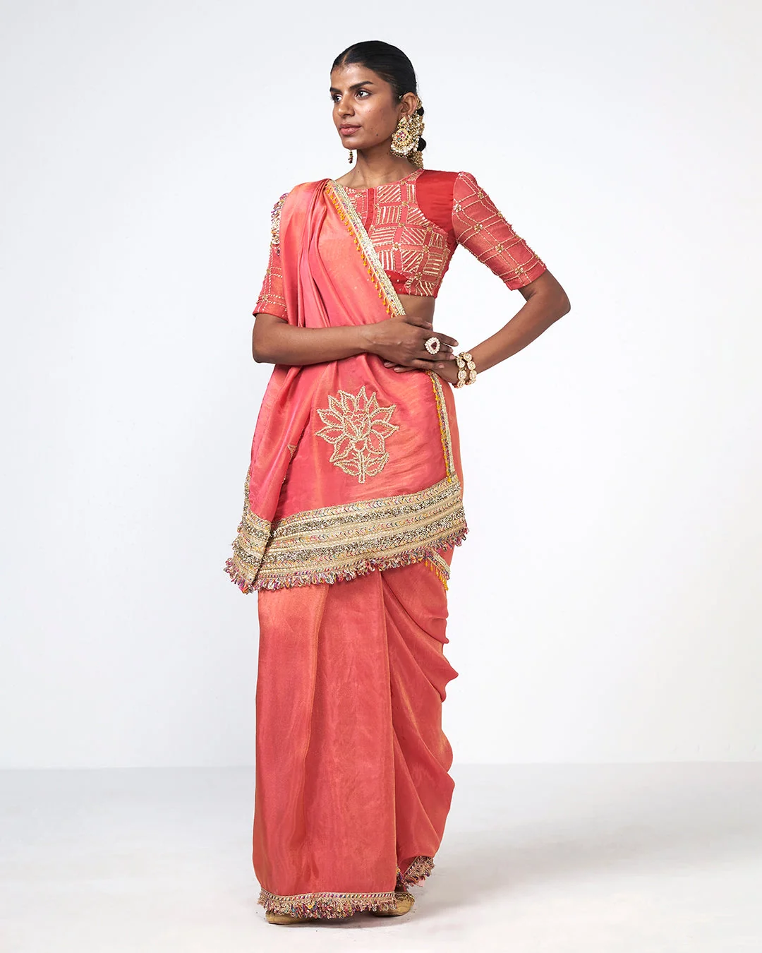 Rishi and Vibhuti - Coral Tales Saree From Gulon Ke Rang