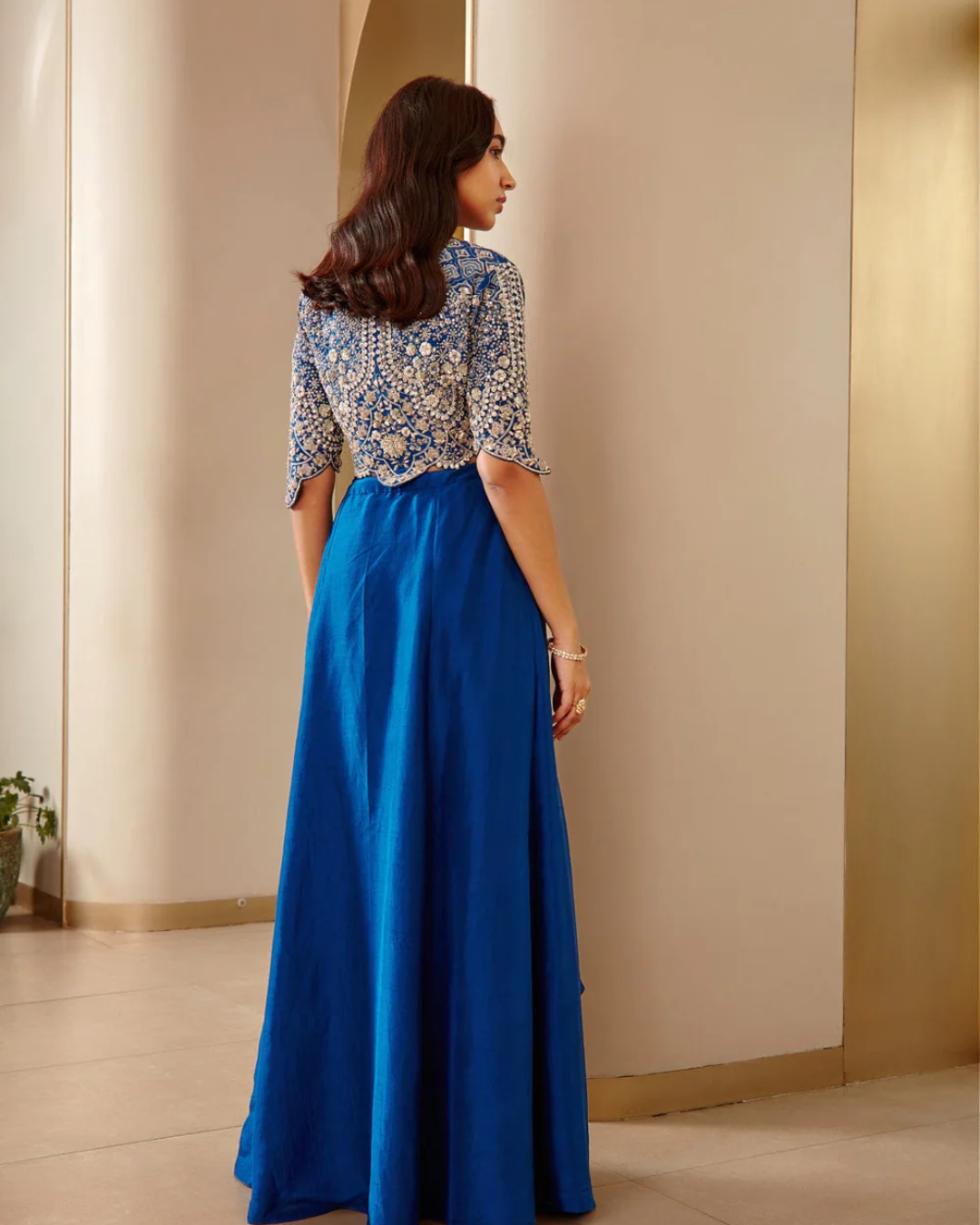 Osaa By Adarsh - Jade Blue Embroidered Top and Skirt From RASM