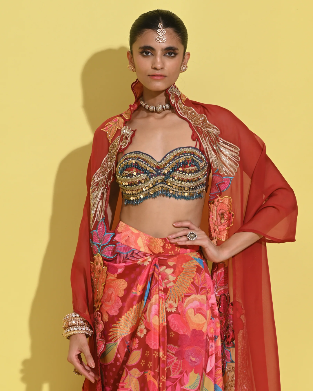 Rishi and Vibhuti - Ruby Drape Set From Tamasha