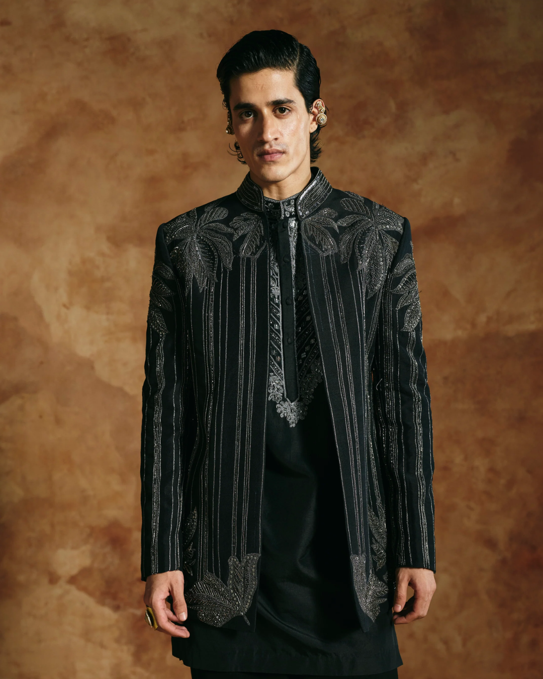 Aman Takyar - Black Striped Jacket From Today’s Sindh