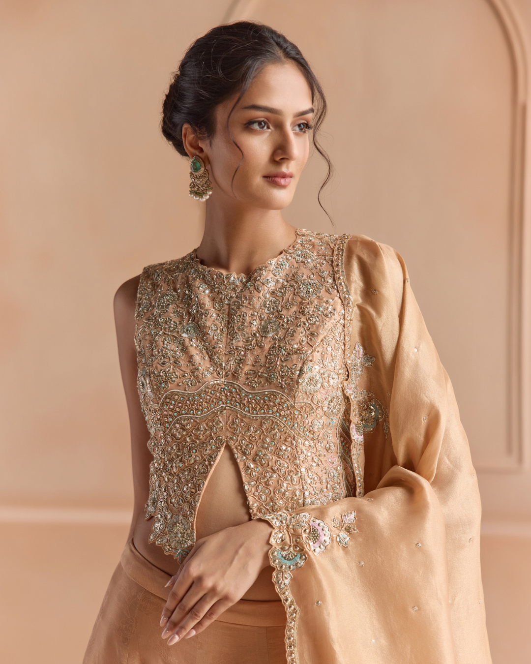 Osaa By Adarsh - Sepia Gold Tissue Lehenga Silk From Off The Record