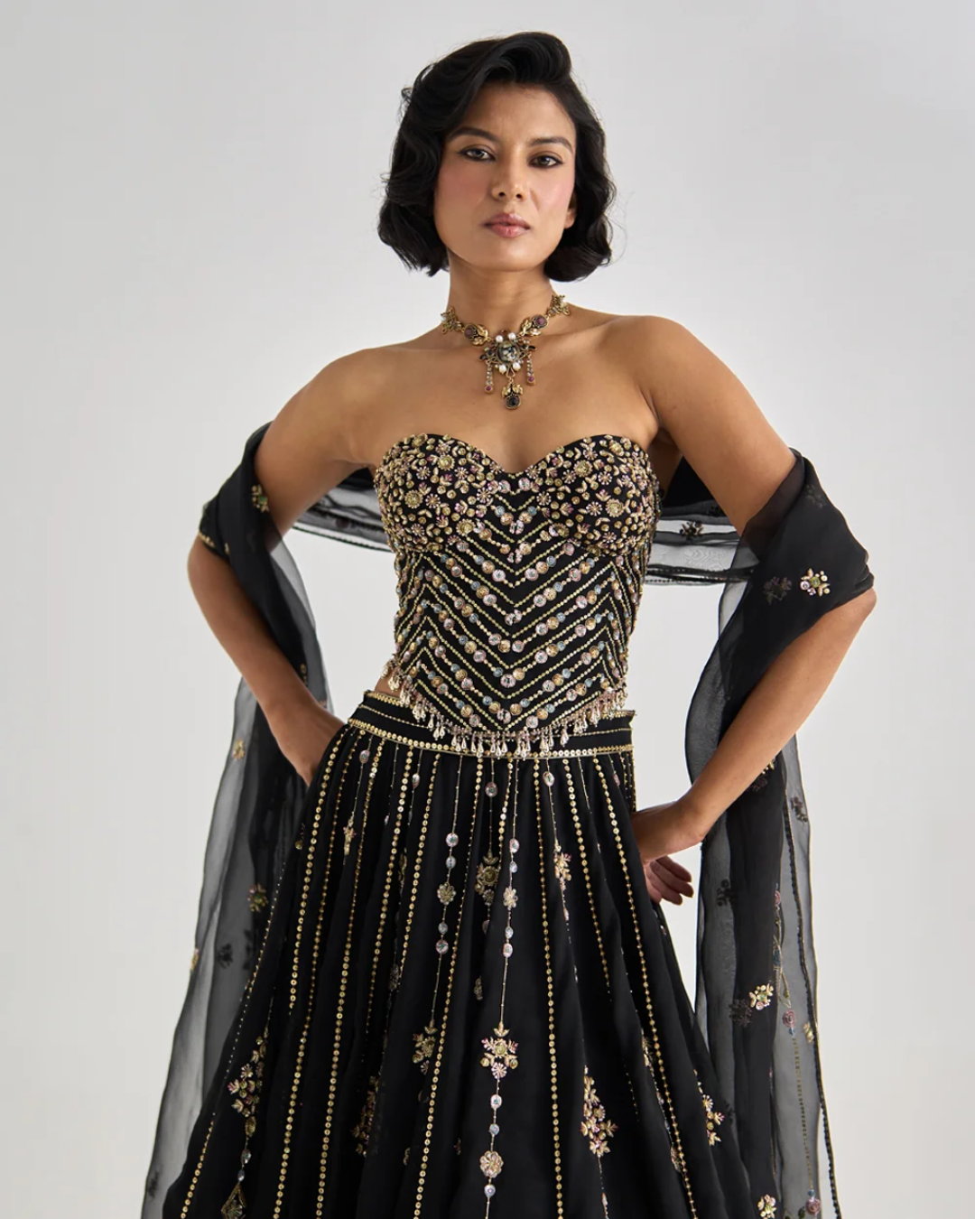 Prevasu - Black Corset Lehenga From Silsila