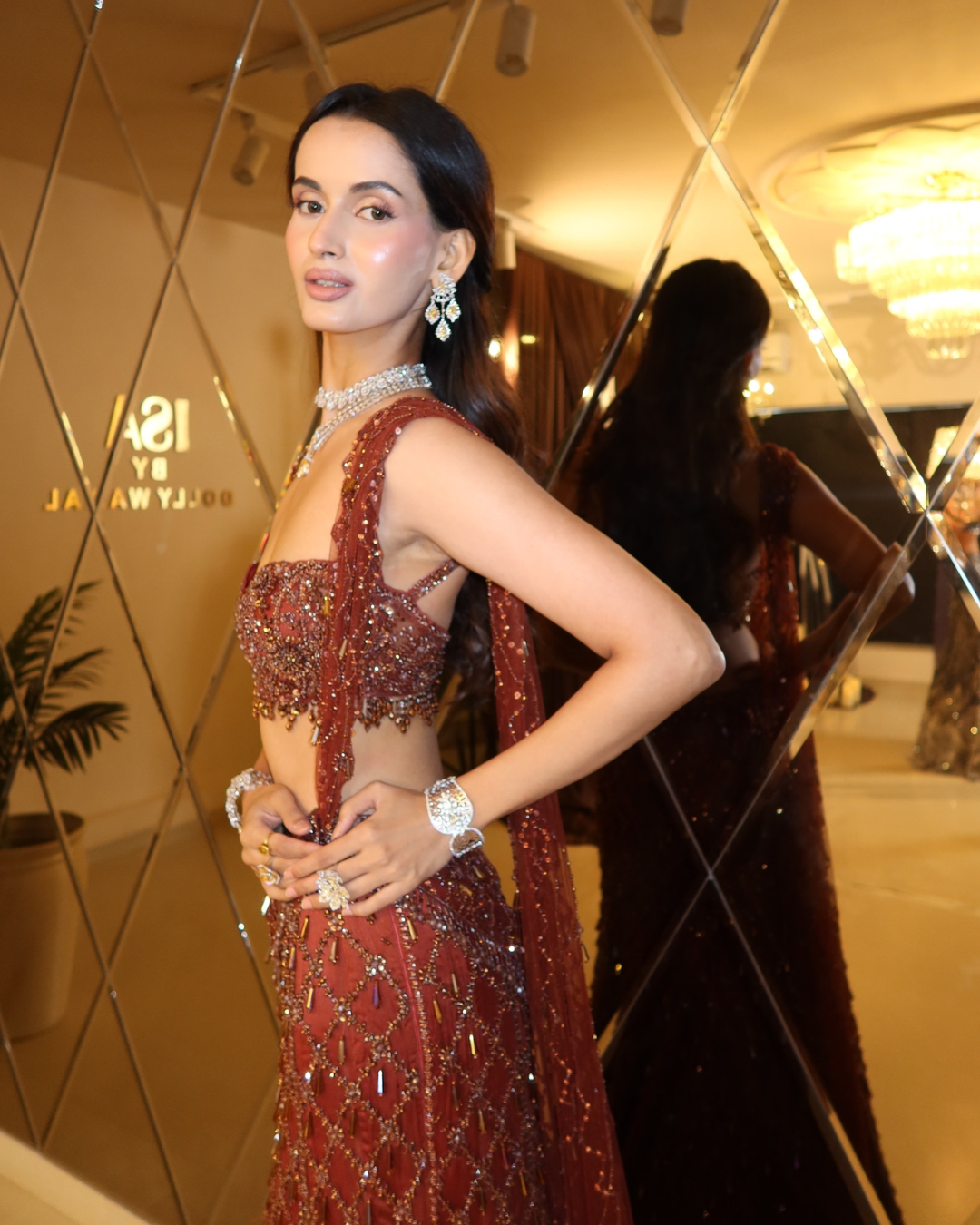 Isa by Dolly Wahal - Caramel Brown Saree From Ittara