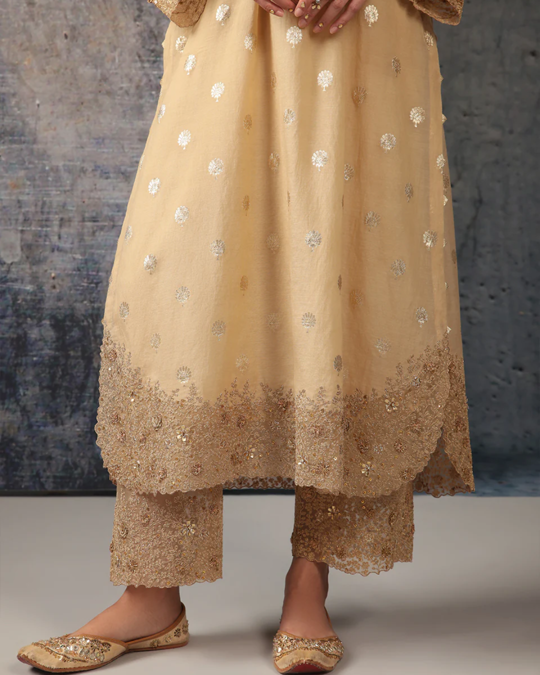 Niti Bothra - Mehrang Ivory Farshi Kurta Set