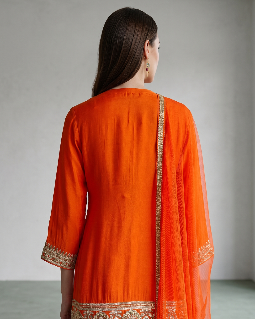 Basanti Kapde Aur Koffee - Tangerine Embroidered Sharara Set From Suits & Shararas