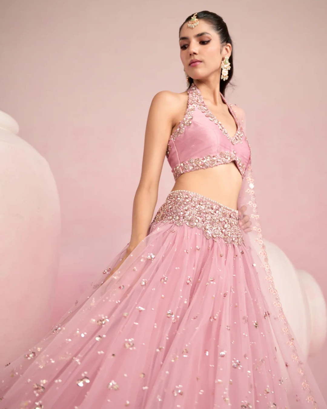 Prevasu - Soft Pink Lehenga Set From Solene