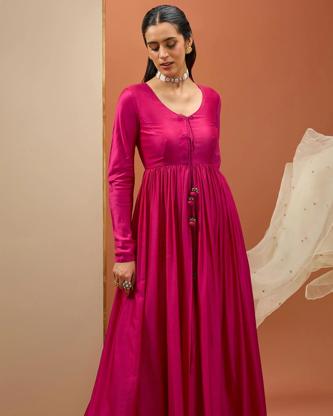 Esha Koul - Hot Pink Lampi Anarkali Set From Noor