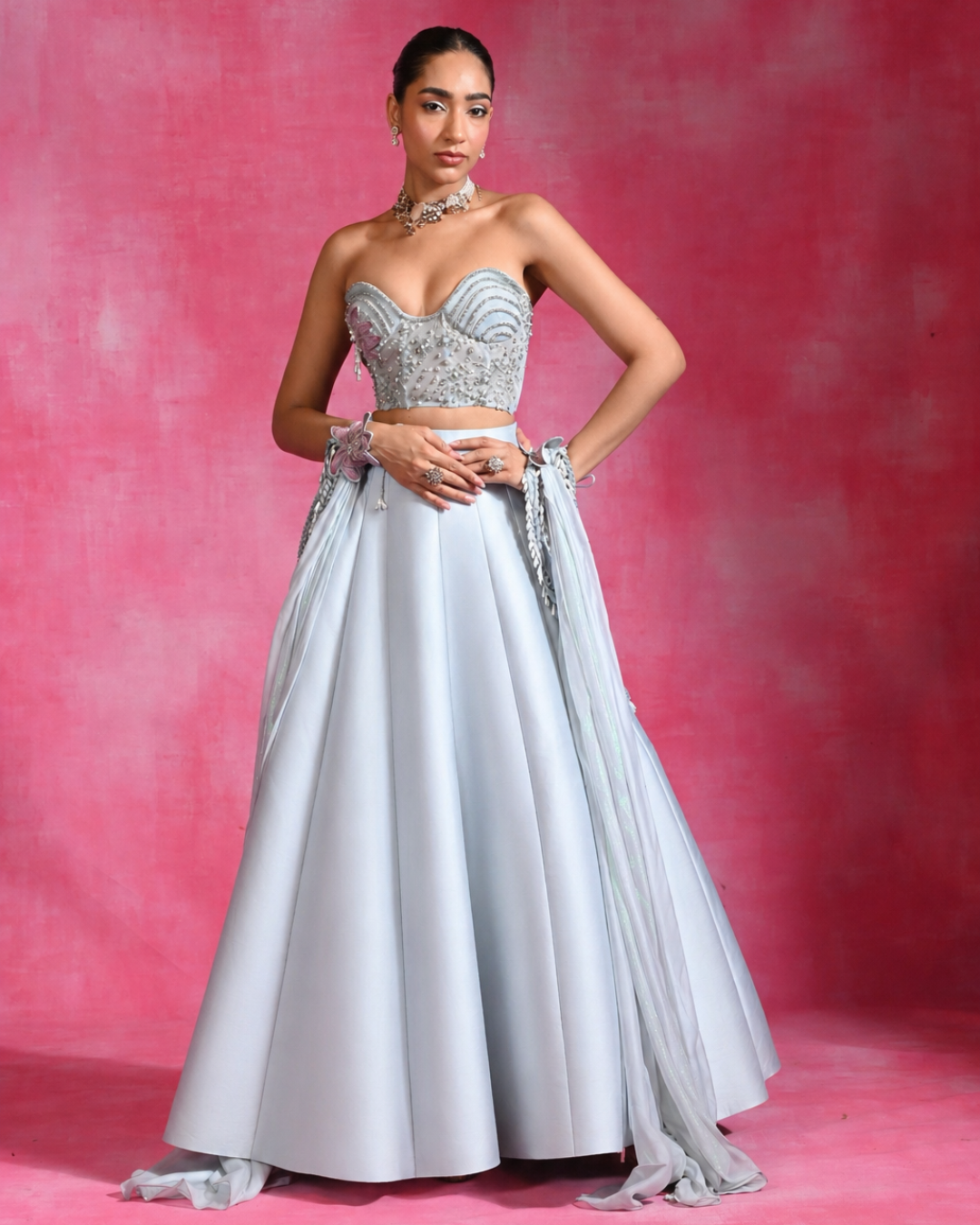 Rishi and Vibhuti - Blue Fitoor Lehenga From Ek Main Aur Ek Tu