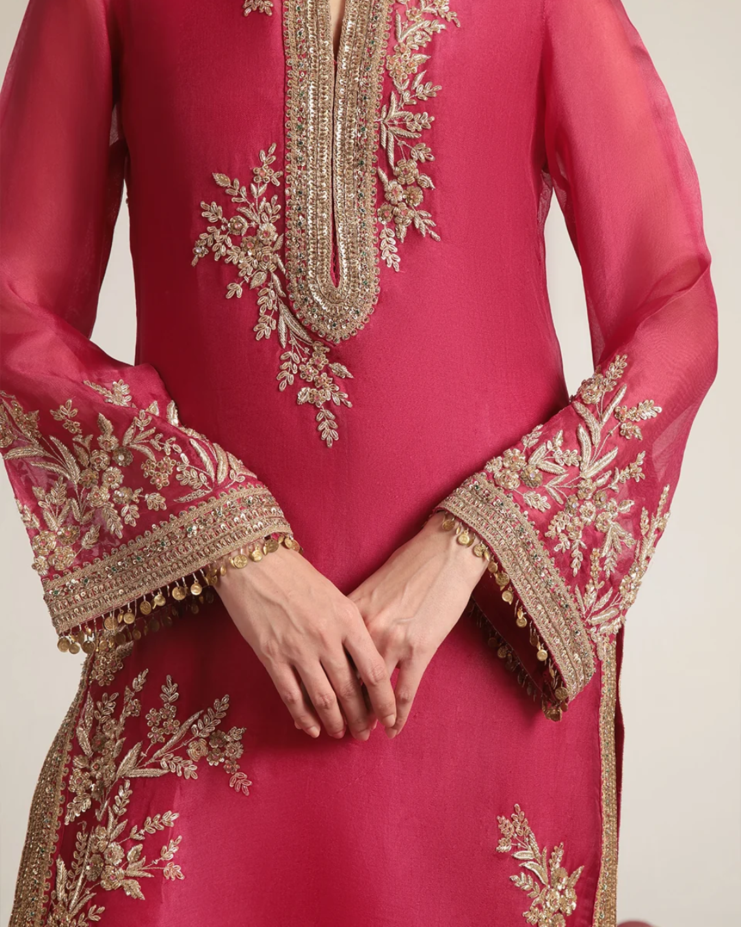 Niti Bothra - Zar-Rang Pink Jaal Kurta Set