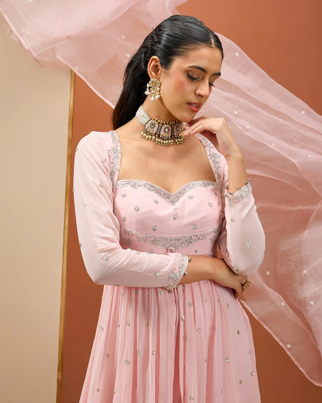 Esha Koul - Baby Pink Peplum Set From Noor