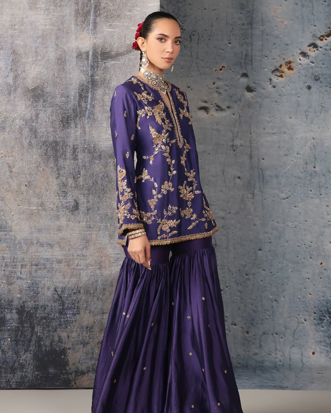 Niti Bothra - Zar-Rang Purple Jaal Sharara Set