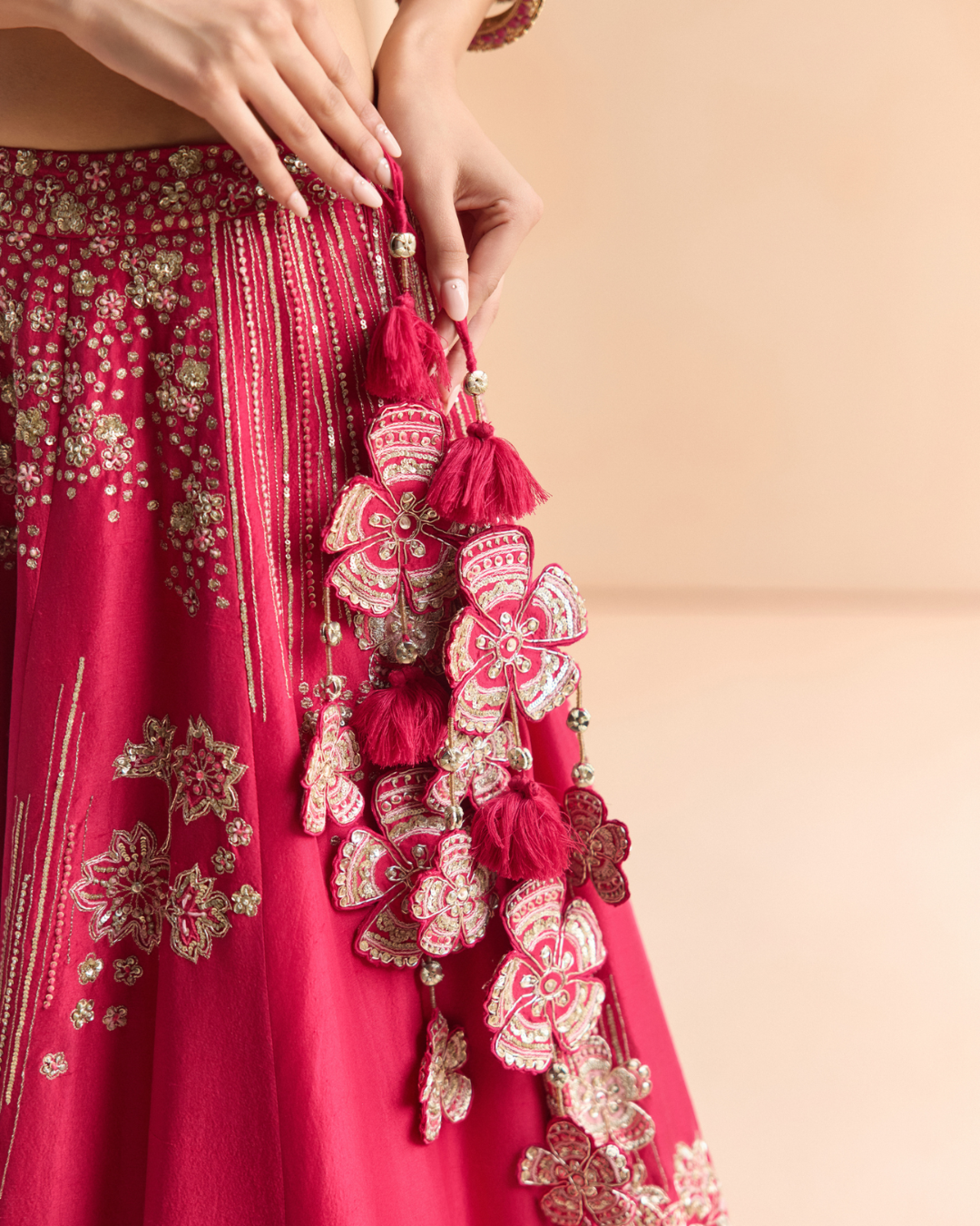 Osaa By Adarsh - Cut Ruby Embroidered Mulberry Lehenga Set From Off The Record