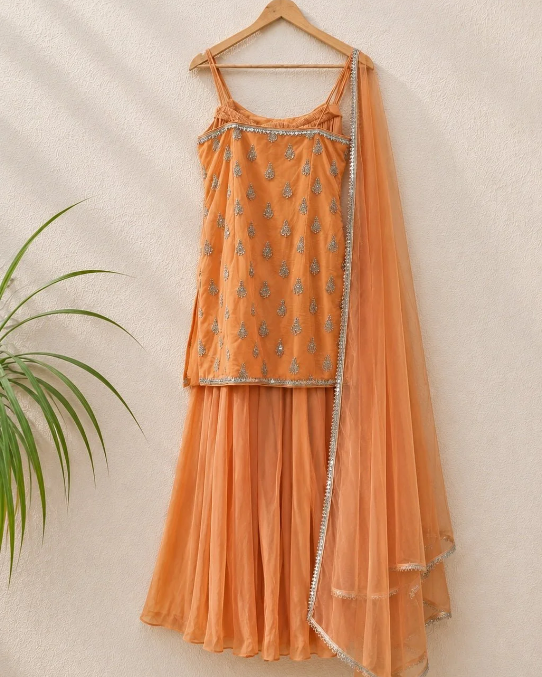 Anisha Shetty - Peach Sharara Set