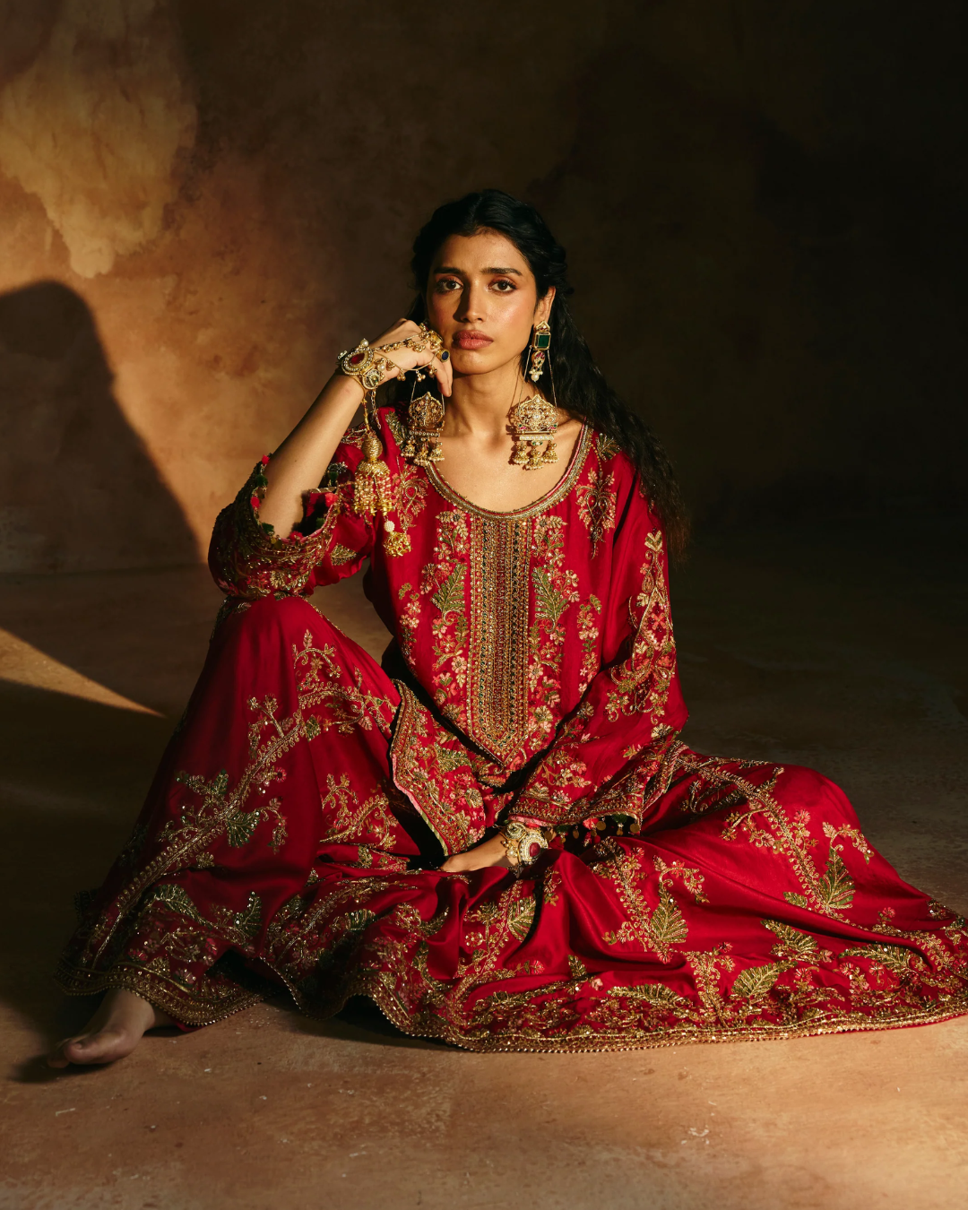 Aman Takyar - Red Sharara Set From Today's Sindh
