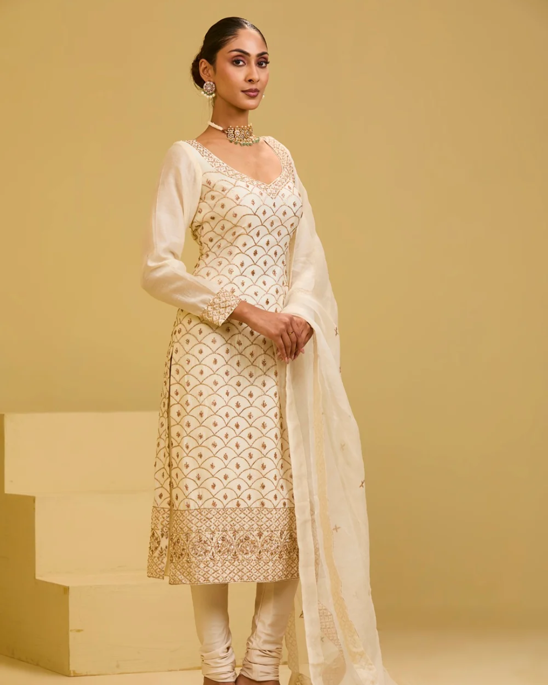 Esha Koul - White Long Kurta Set From Naaz