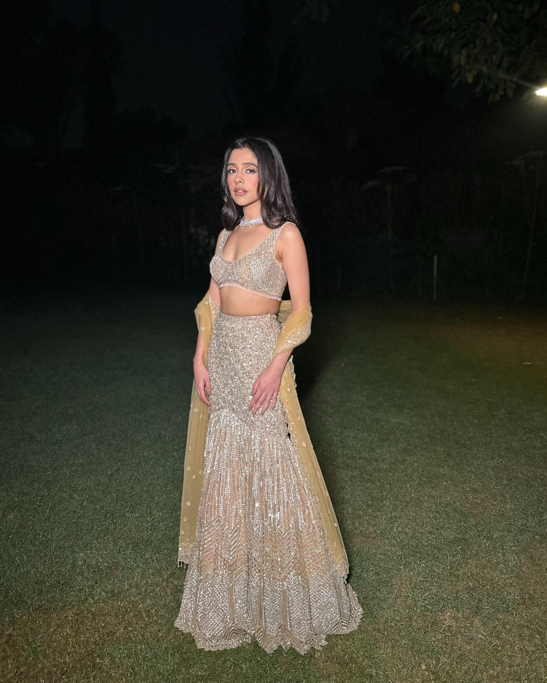 Isa by Dolly Wahal - Chrome Fishcut Lehenga From Noor
