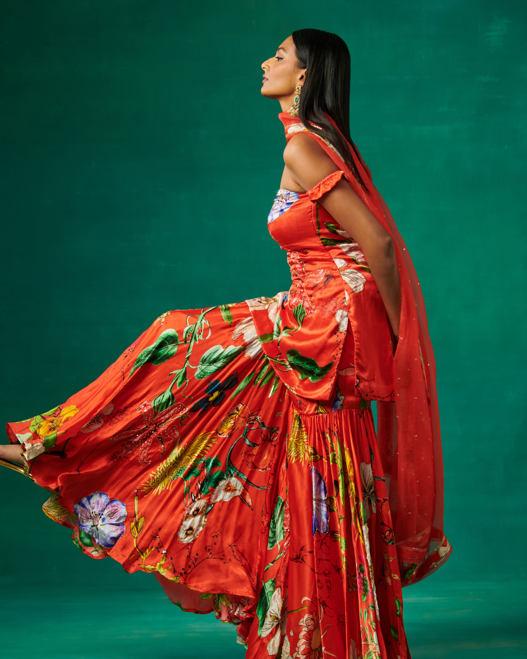 Sonali Bansal - Orange printed kurta with garara and dupatta From Bageecha