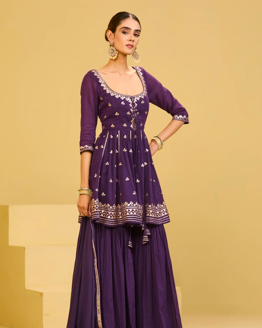 Esha Koul - Purple Cotton Sharara Set From Naaz