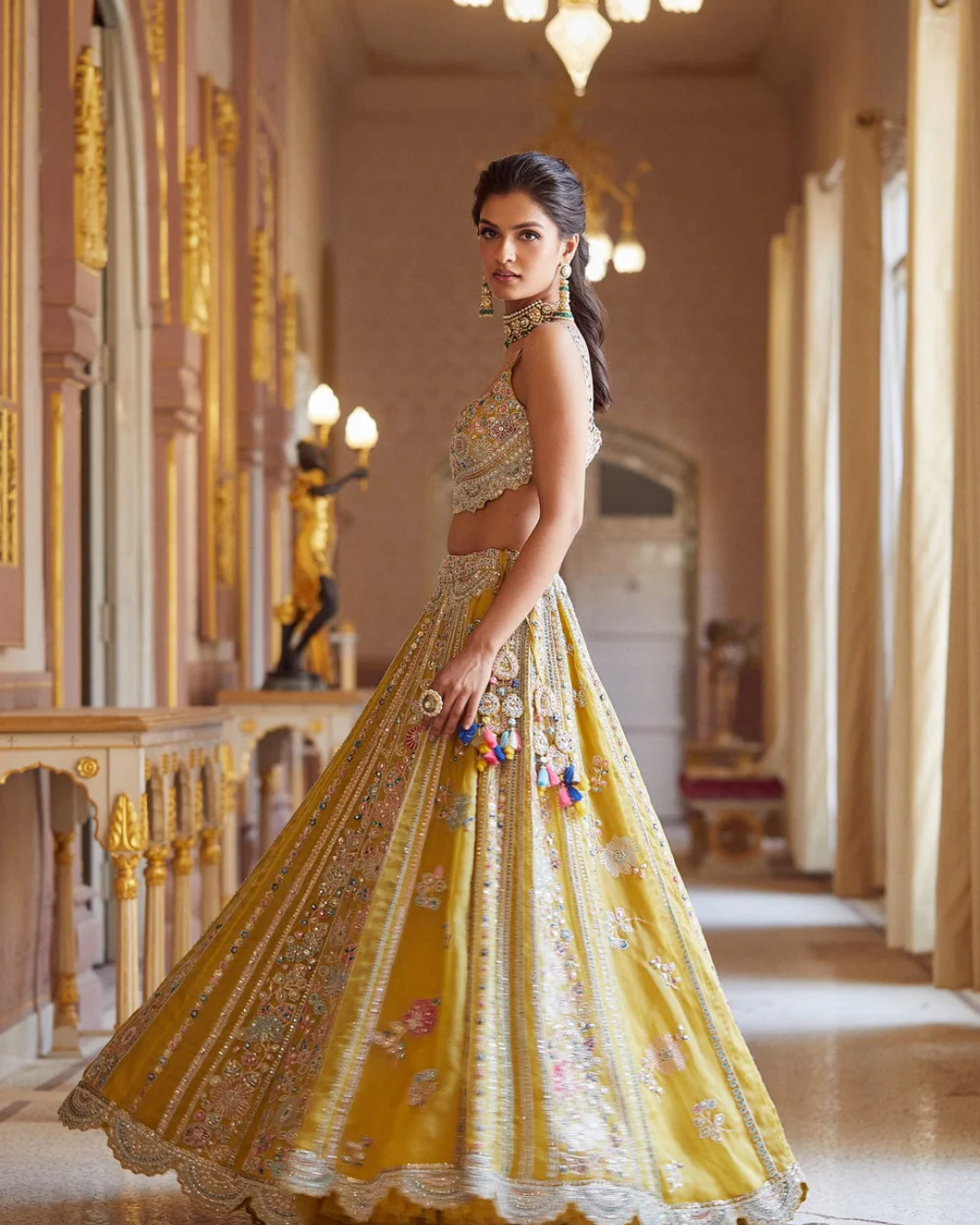 Osaa By Adarsh - Honey Gold Embroidered Organza Lehenga From RASM