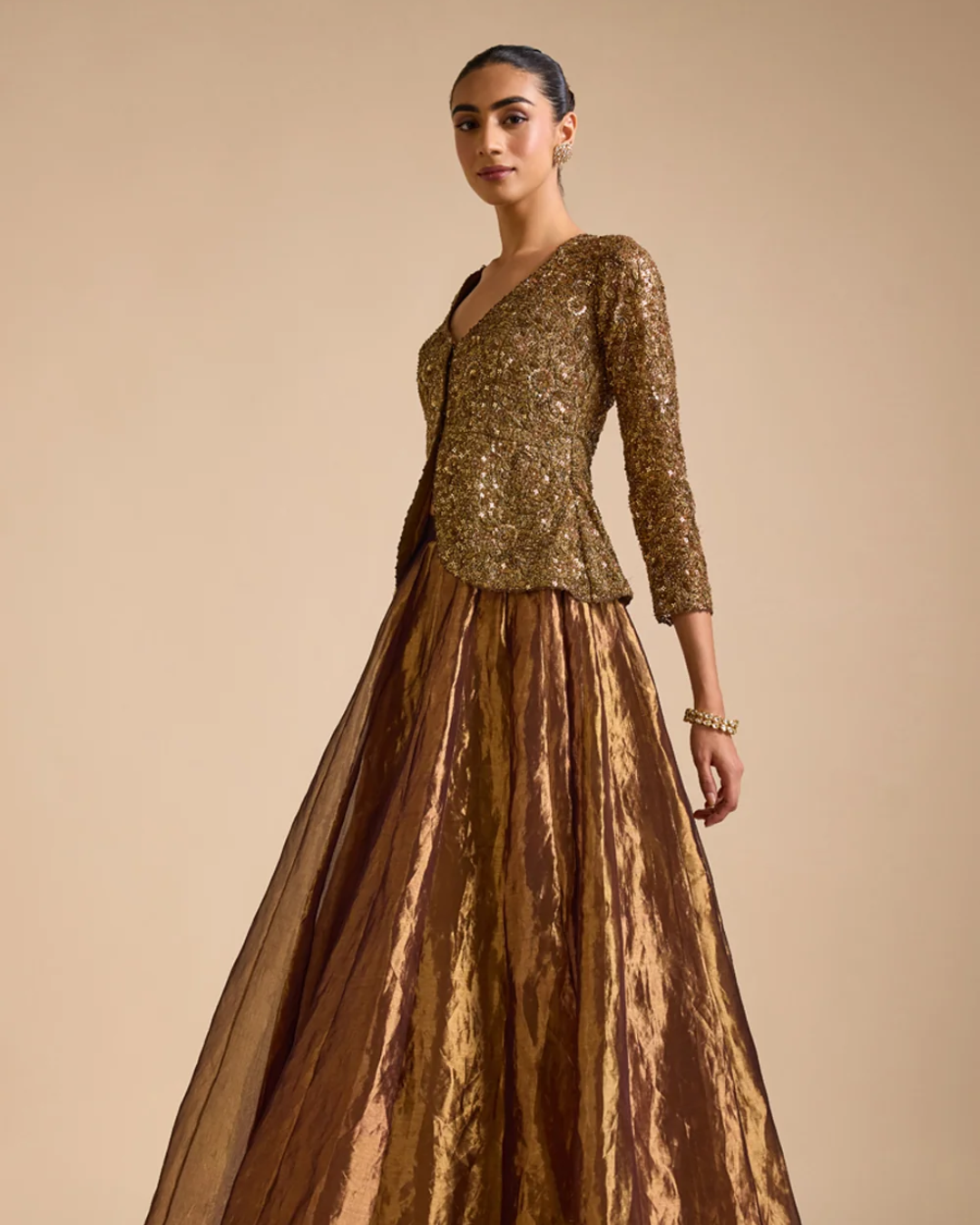 Prevasu - Molten Gold Jacket Set From The Mocha Edit