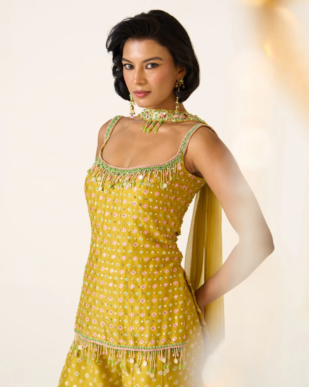 Prevasu - Yellow Printed Sharara Set From Gulabo