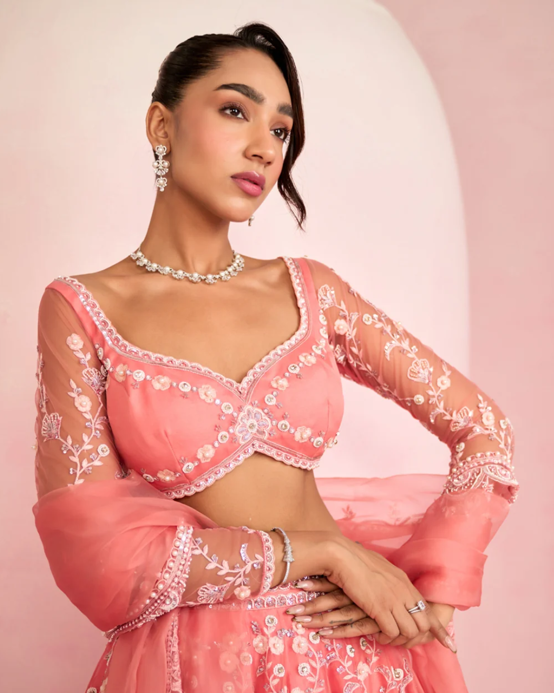 Prevasu - Peach Lehenga Set From Solene