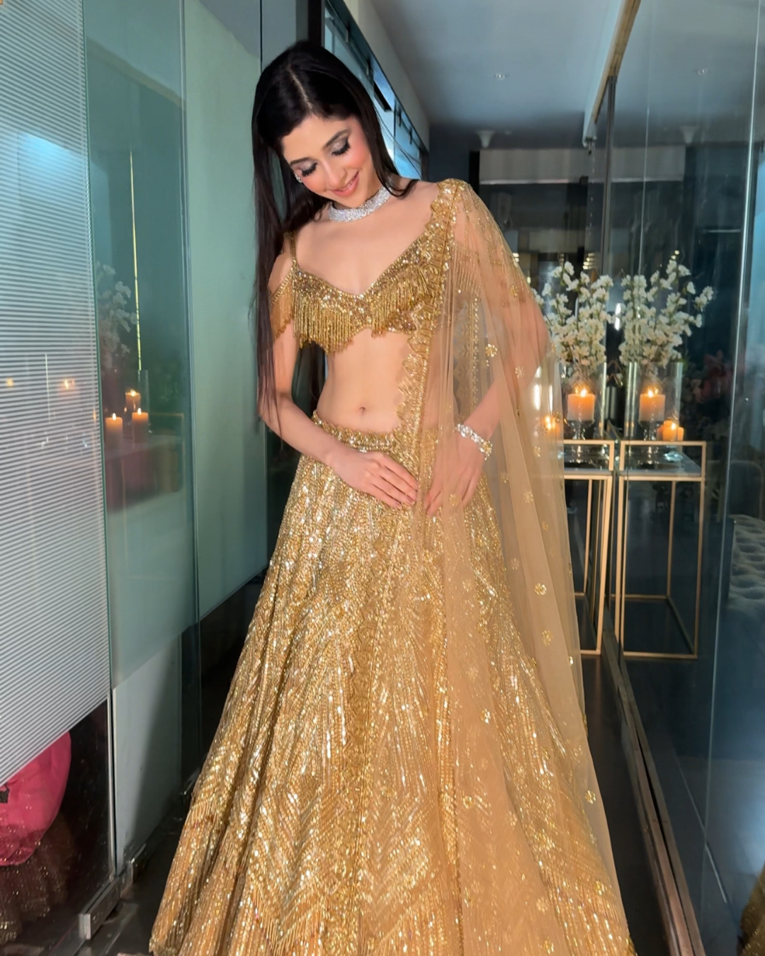 Isa by Dolly Wahal - Pippa Gold Lehenga From Noor