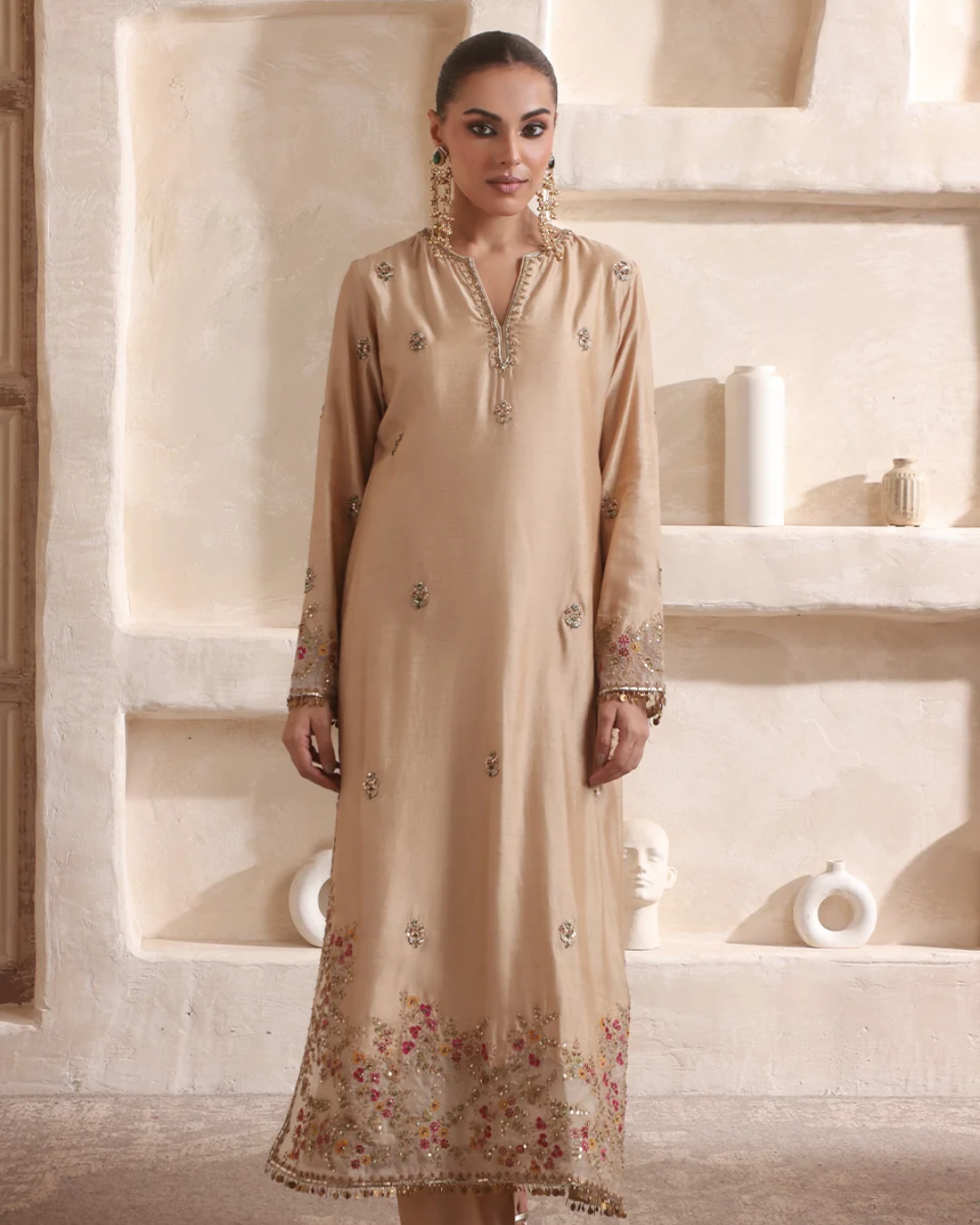 Niti Bothra - Zar-Rang Ivory Farshi Kurta Set