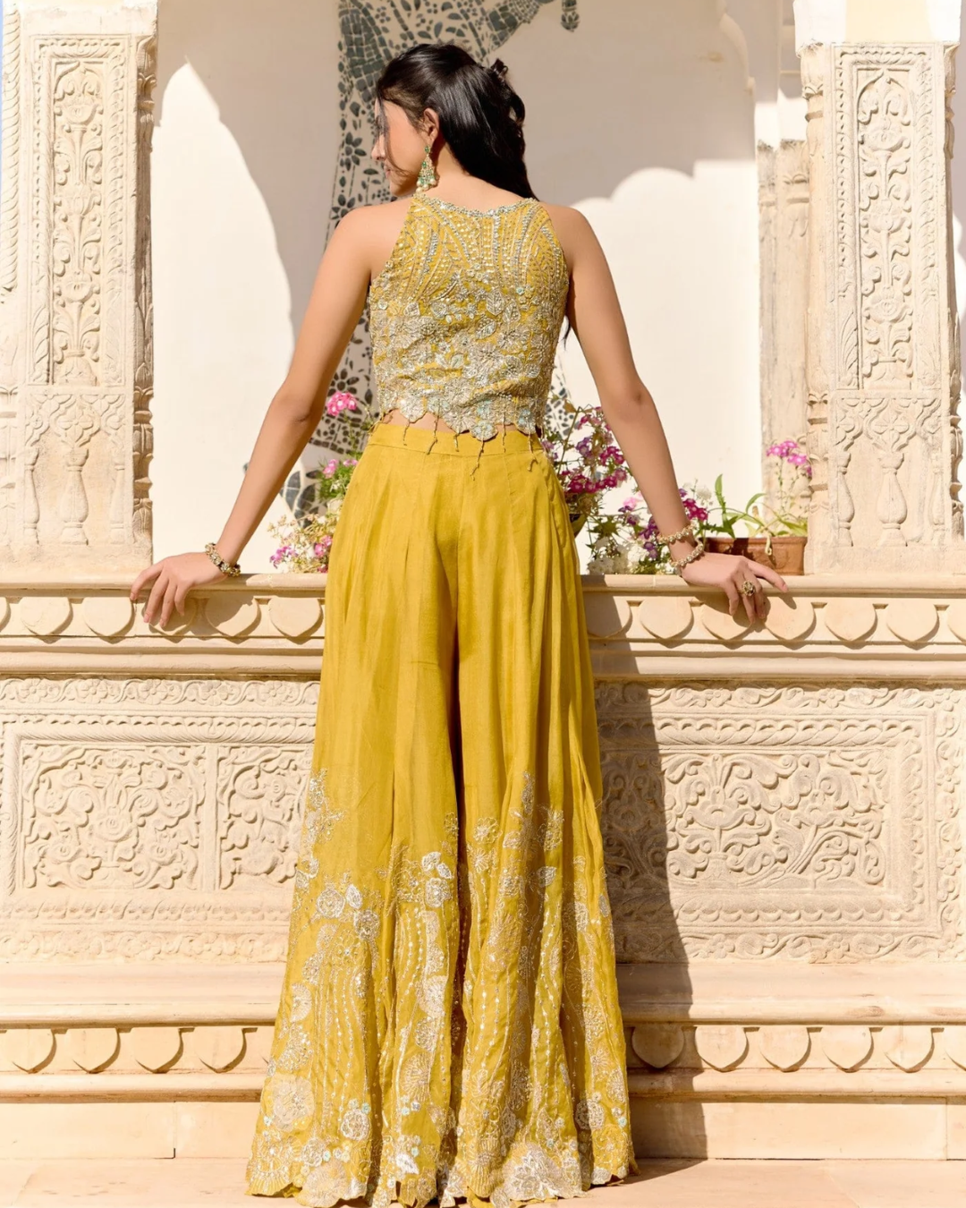 Osaa By Adarsh - Honey Gold Top and Garara Set From SAFAR