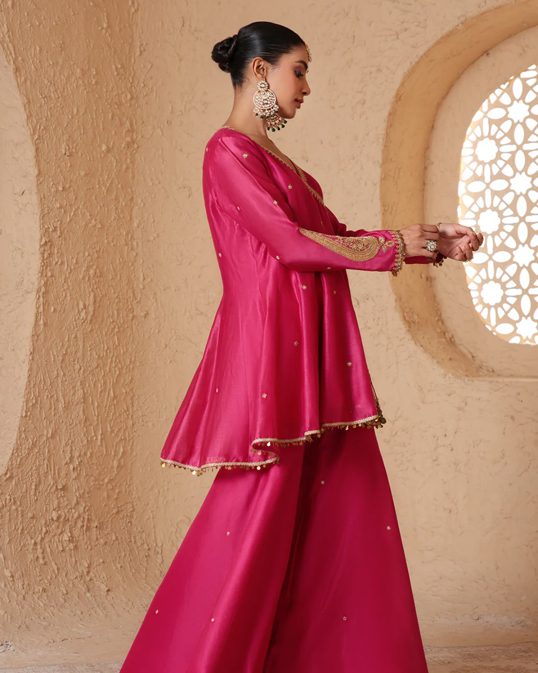 Niti Bothra - Mehrang Pink Angrakha Sharara Set