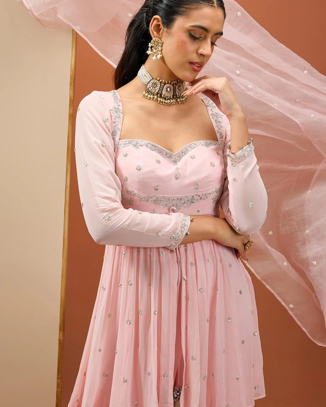 Esha Koul - Baby Pink Peplum Set From Noor