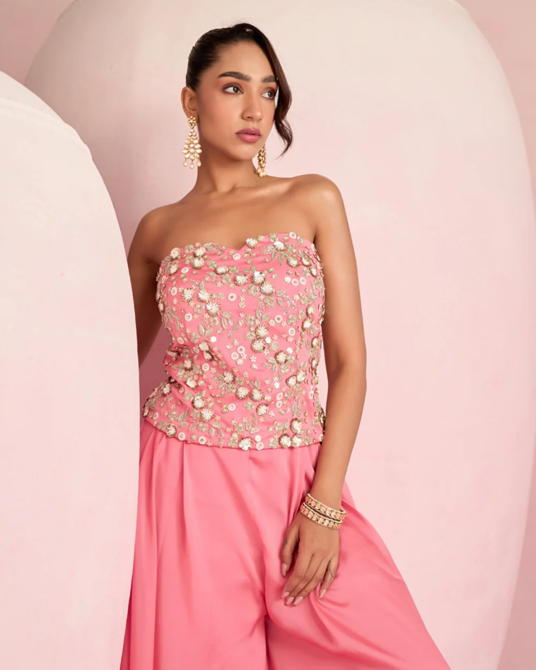 Prevasu - Pop Pink Corset Top & Skirt Set From Solene