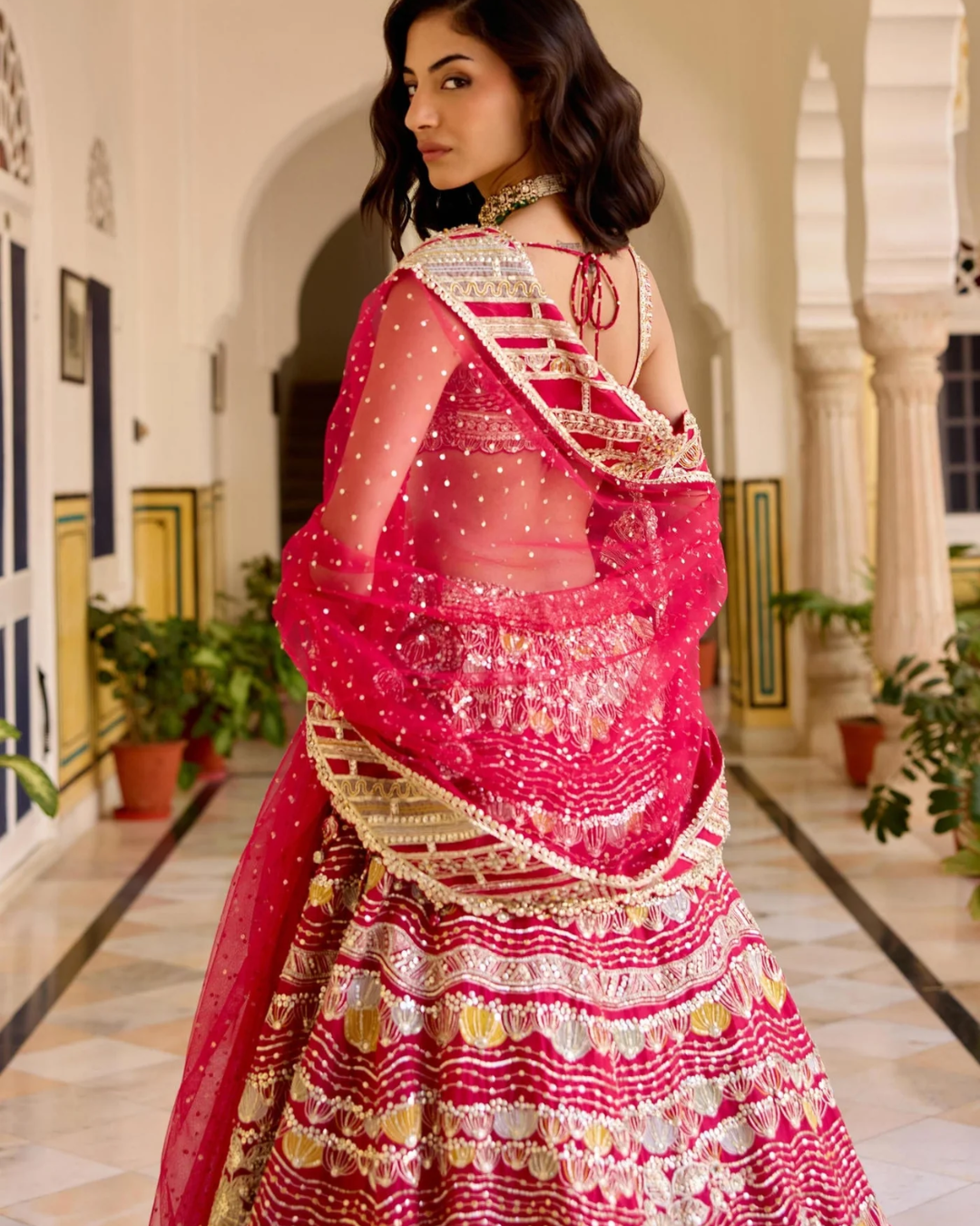Osaa By Adarsh - Cut Ruby Organza Lehenga Set From SAFAR