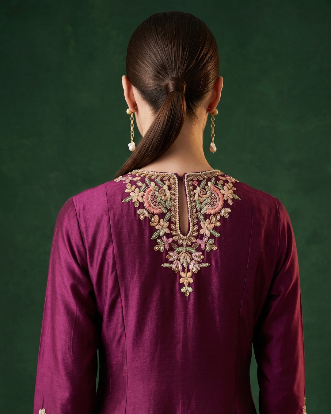 Basanti Kapde Aur Koffee - Regal Mulberry Embroidered Dhoti Set From Suits & Shararas