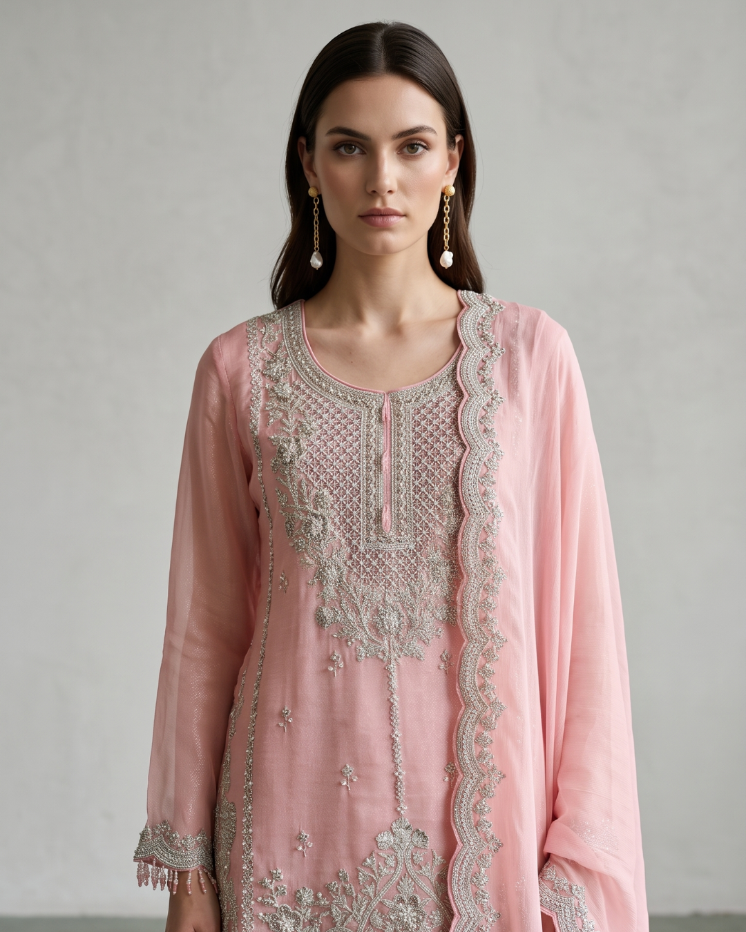 Basanti Kapde Aur Koffee - Pink Embroidered Dhoti Set From Suits & Shararas